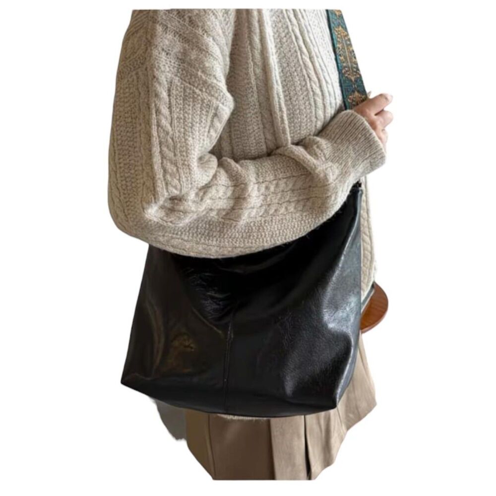 Vegan Leather Shoulder Bag with Guitar Strap - Picture 4 of 5
